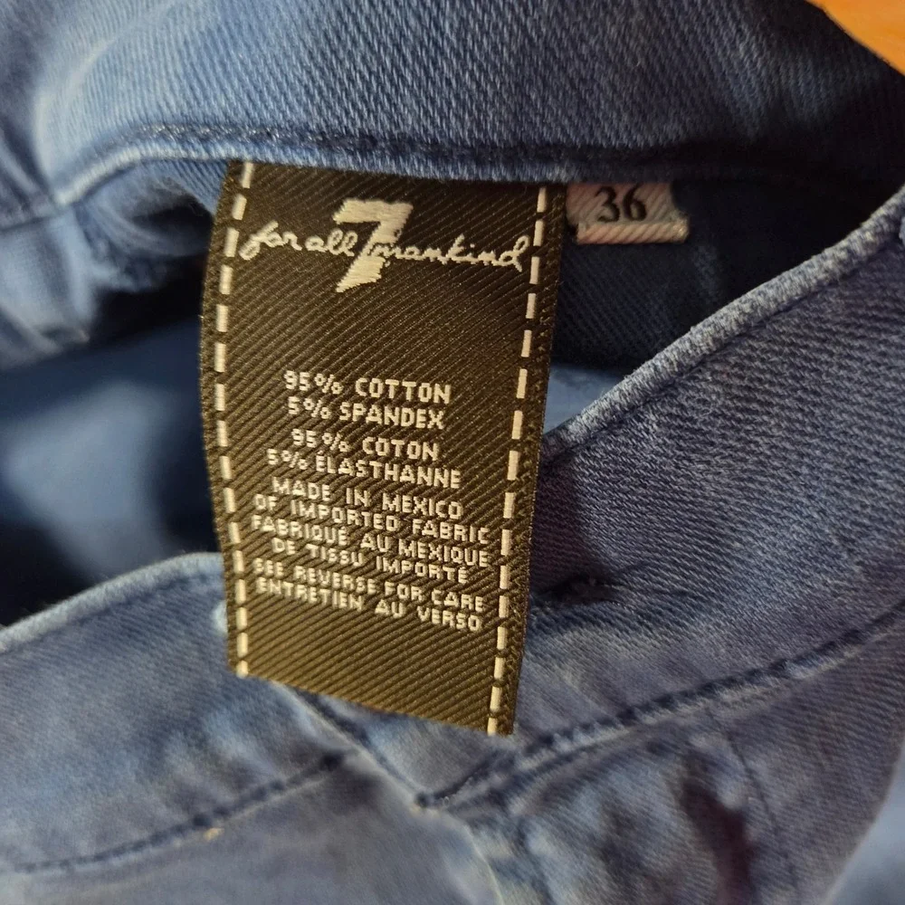 7 For All Mankind Slimmy Slim Straight Jeans Blue Mens Size 36 Stretch